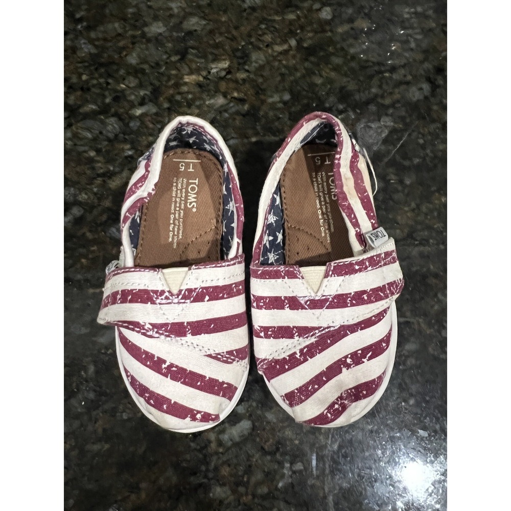 Toms Toddler Shoes Classic Red Navy Patriotic American Flag Size 5T